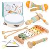 Baby Musical Instruments - Wooden Montessori Toys for Toddlers 1-3, Baby Musical Toys Percussion Instruments Set with Xylophone Tambourine, Neutral Preschool Educational Baby Toys for Boy Girls Gifts view 1
