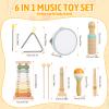 Baby Musical Instruments - Wooden Montessori Toys for Toddlers 1-3, Baby Musical Toys Percussion Instruments Set with Xylophone Tambourine, Neutral Preschool Educational Baby Toys for Boy Girls Gifts view 4