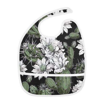 WELLDAY Baby Bibs for Boy and Girls, 2 Pack Cotton Bandana Drool Bin, Adjustable Newborn Bibs for Drooling and Teething, Cactus Flowers Black