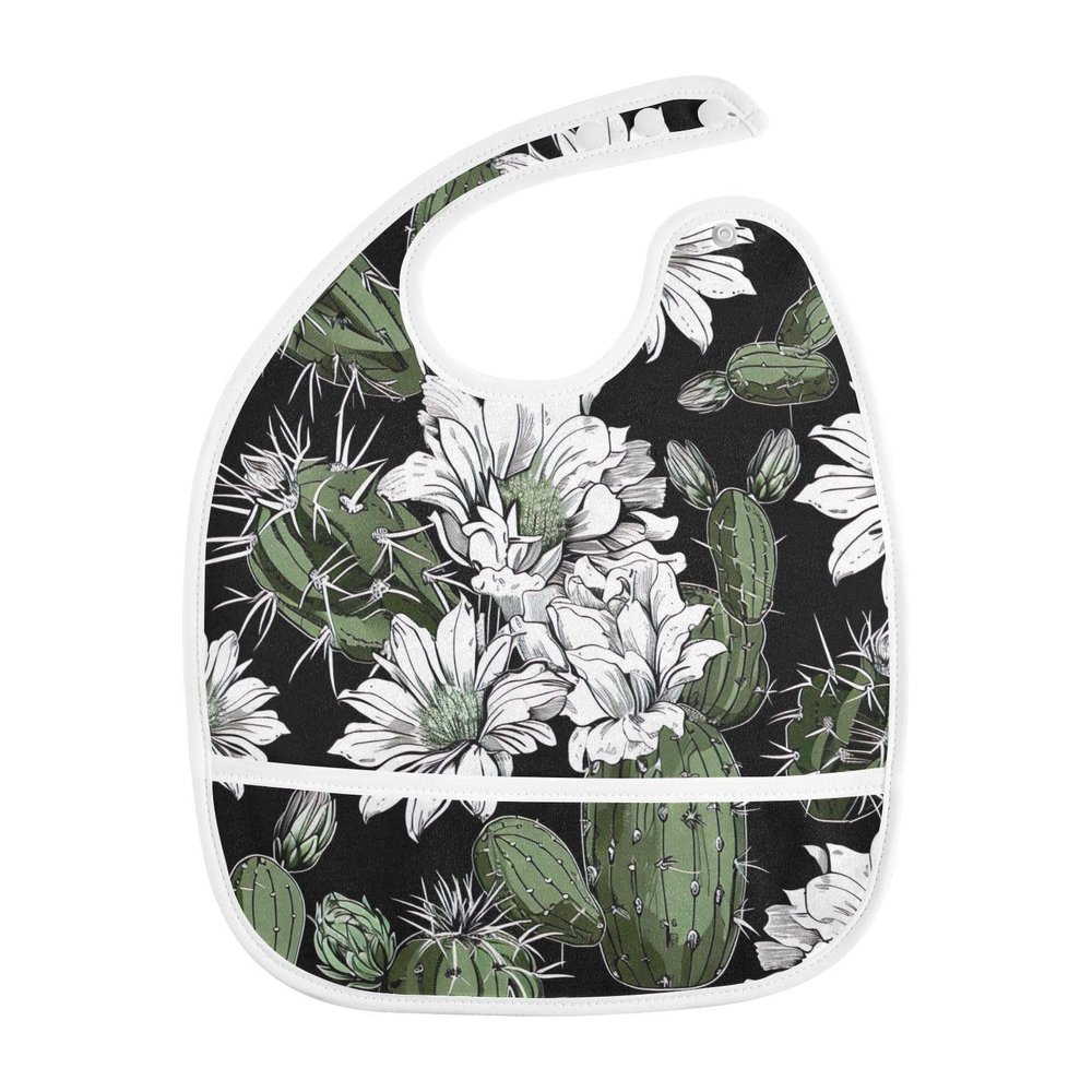 WELLDAY Baby Bibs for Boy and Girls, 2 Pack Cotton Bandana Drool Bin, Adjustable Newborn Bibs for Drooling and Teething, Cactus Flowers Black