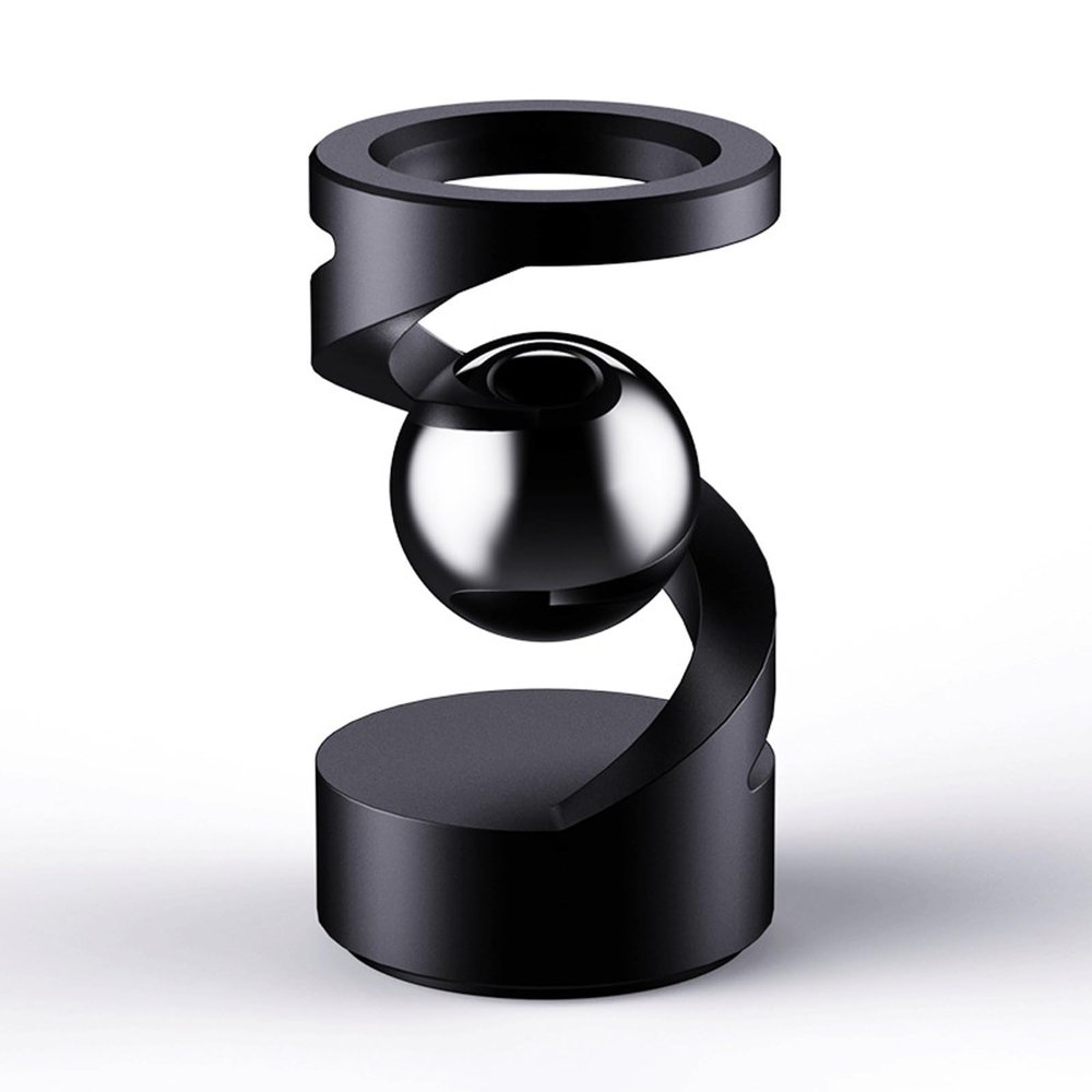 Desktop Suspended Gyroscope, Anti-Gravity Desktop Gyro, Gravity Defying Kinetic Desk Toy, Executive Desk Toy Levitating Spinning Metal, Rotating Spinner with Floating Ball for Desktop Decor(Black)