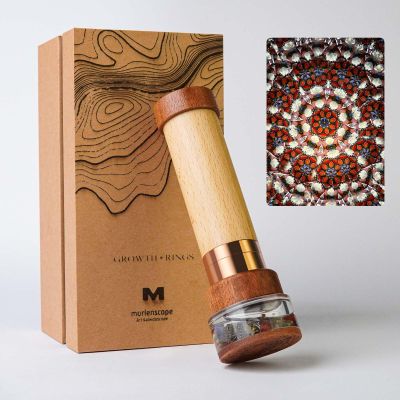 Growth Rings Wooden Kaleidoscope Full Visual,6.5" Handmade Brass Rotatable Oil-Filled Core Box Nature Artwork,Vintage Gift Box,Anniversary Birthday Christmas Thanks Giving New Year Present Gift