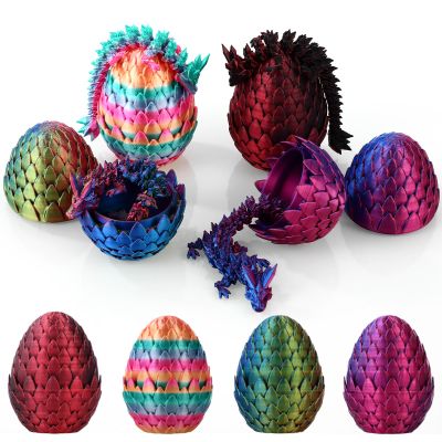 4PCS 3D Printed Dragon Eggs Fidget Toys,Mystery Crystal Dragon Egg for Easter Basket Stuffers, Easter Toys & Decor  Unique Easter Basket Essentials for Kids & Collectors (4 Pack)