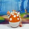 3D Printed Baby Dragon and Egg, Articulated 6" White and Orange Baby Mushroom Dragon, Fidget ADHD Autism Toy BD012-WOME view 3