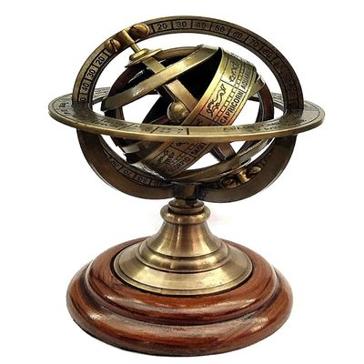 Vintage Antique Brass Globe Armillary (Rashi) Sphere Astrolabe Nautical Marine Tabletop Globe for Home & Office Decoration Best Gift