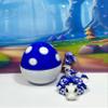 3D Printed Dragon and Egg, 6 Inches Articulated White and Blue Mushroom Baby Dragon, Fidget ADHD Autism Toy BD012-BWME view 2