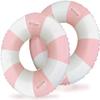 30 inch Pink Inflatable Pool Floats for Adults- 2 Pack Striped Floaties Pool Tubes Swim Rings with Handles Inflatable Pool Float for Swimming Pool Party Lake Beach Adults (Pink, 90) view 1