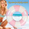 30 inch Pink Inflatable Pool Floats for Adults- 2 Pack Striped Floaties Pool Tubes Swim Rings with Handles Inflatable Pool Float for Swimming Pool Party Lake Beach Adults (Pink, 90) view 2