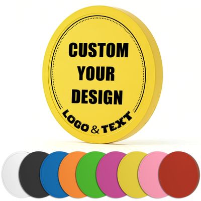 100 PCS Custom Poker Chips, 9 Colors Drink Tokens Chips, Double Sides Full-Color Print Your Logo and Text, Personalized Plastic Poker Chips for Bar Promotions, Golf Club, Parties & Events (Yellow)