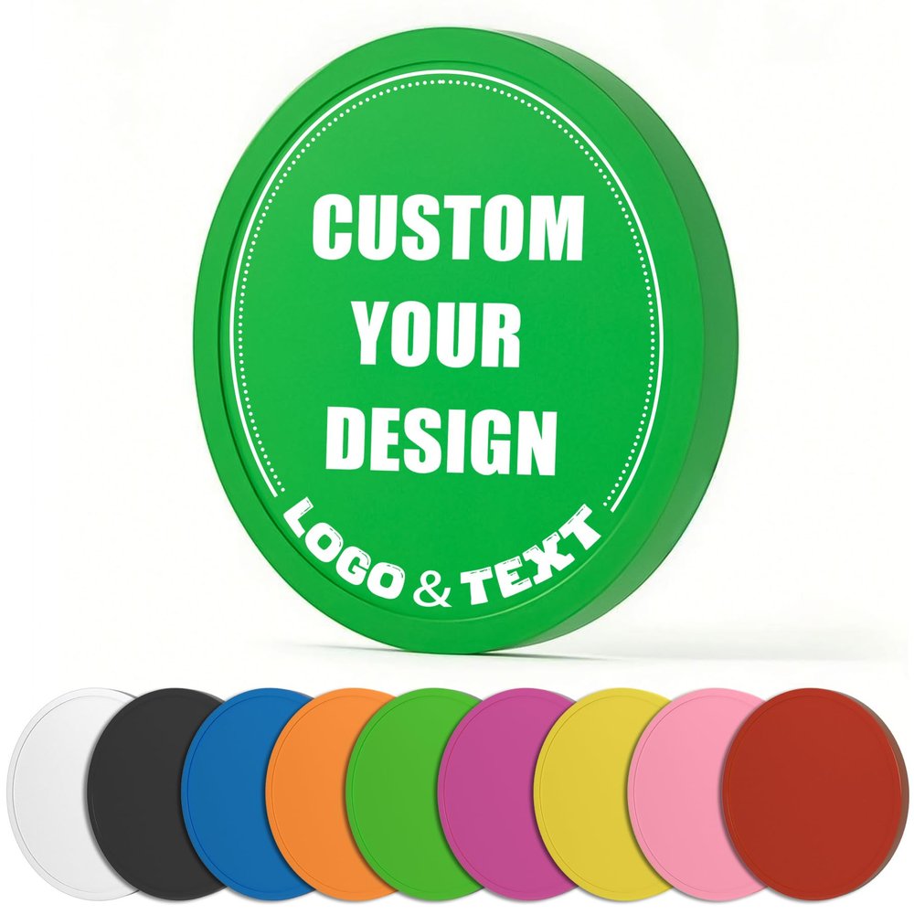 100 PCS Custom Poker Chips, 9 Colors Drink Tokens Chips, Double Sides Full-Color Print Your Logo and Text, Personalized Plastic Poker Chips for Bar Promotions, Golf Club, Parties & Events (Green)