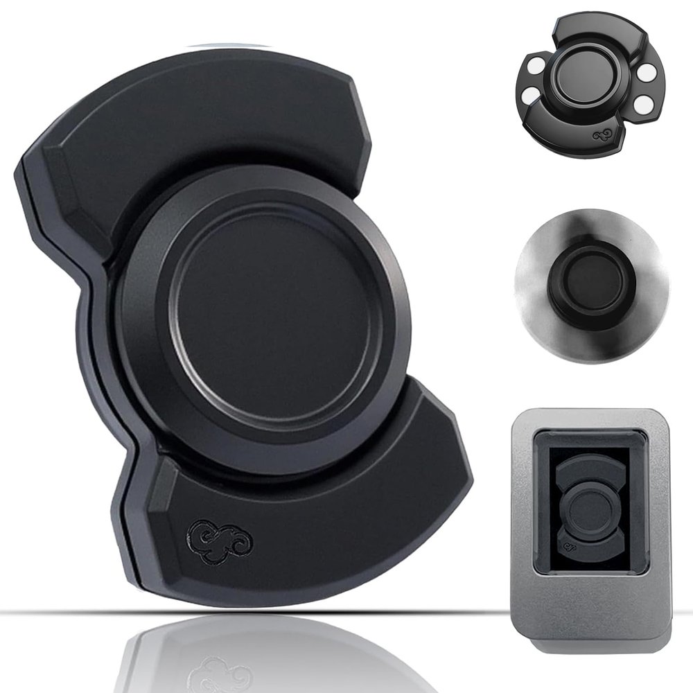 Alloy Metal Fidget Toys Adults,3-in-1 Silent Fidget Spinner,Stress Relief fidgets,Christmas Sensory Toys for Adult (Black)