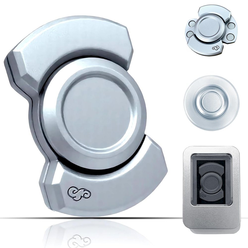 Alloy Metal Fidget Toys Adults,3-in-1 Silent Fidget Spinner,Stress Relief fidgets,Christmas Sensory Toys for Adult (Silver)