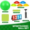 Huaerle 18 Pcs Sports Kickball Set Includes 2 Playground Ball with Air Pump 5 Rubber Throw Down Bases 10 Foul Line Cones and a Flip Scoreboard for Boys Girls Adults Playground School Backyard (Green) view 3