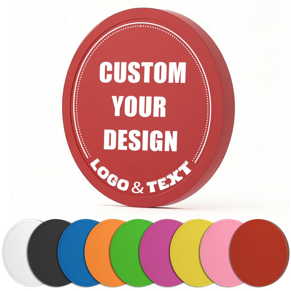 100 PCS Custom Poker Chips, 9 Colors Drink Tokens Chips, Double Sides Full-Color Print Your Logo and Text, Personalized Plastic Poker Chips for Bar Promotions, Golf Club, Parties & Events (Red)