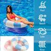 30 inch Striped Inflatable Pool Floats for Adults- 2 Pack Striped Floaties Pool Tubes Swim Rings with Handles Inflatable Pool Float for Swimming Pool Party Lake Beach Adults (Blue, 90) view 3