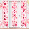3Pcs Welcome Home Baby Girl Banner Decorations Pink Its a Girl Baby Shower Porch Sign Banner Backdrops for Gender Reveal Baby Shower Party Supplies Hanging Decor Indoor Outdoor