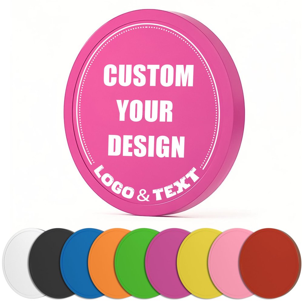 100 PCS Custom Poker Chips, 9 Colors Drink Tokens Chips, Double Sides Full-Color Print Your Logo and Text, Personalized Plastic Poker Chips for Bar Promotions, Golf Club, Parties & Events (Rose Red)