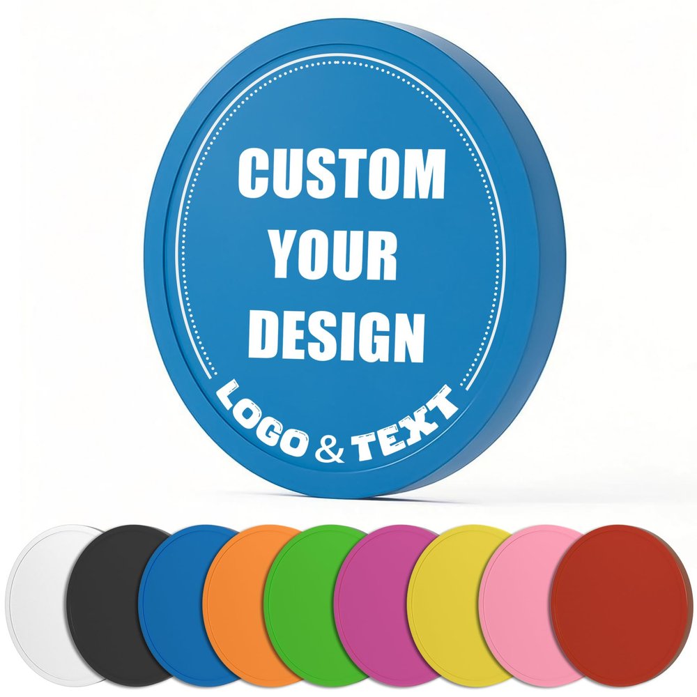 100 PCS Custom Poker Chips, 9 Colors Drink Tokens Chips, Double Sides Full-Color Print Your Logo and Text, Personalized Plastic Poker Chips for Bar Promotions, Golf Club, Parties & Events (Blue)