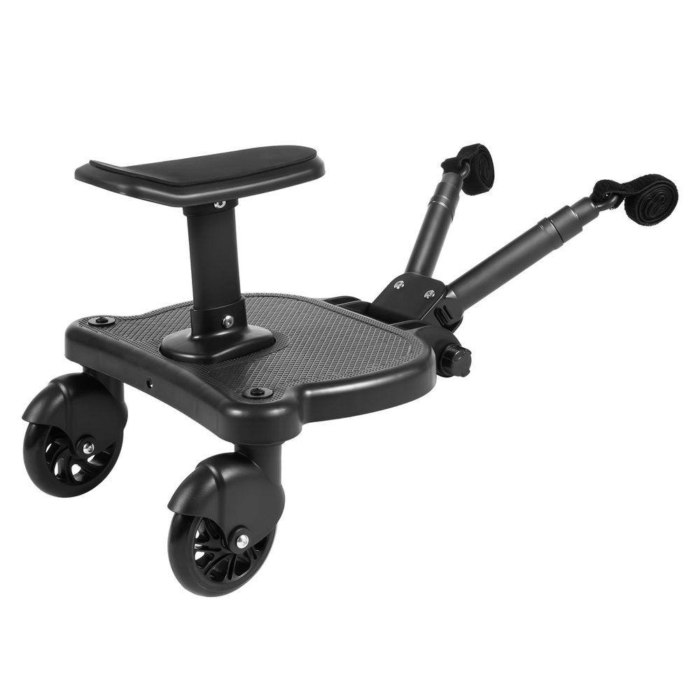 Ageanbri Universal Stroller Board, 2in1 Comfort Wheeled Stroller Ride Board, Buggy Board with Detachable Seat Standing Board, Stroller Attachment for Toddler to Ride,Holds Children Up to 55lbs