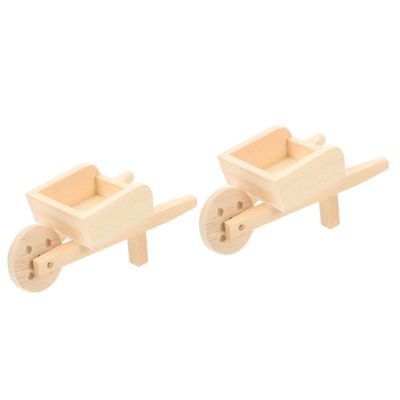 LRXIYODE 2pcs Tiny Wheelbarrow Model for Miniature Gardens Realistic Landscape Decoration Dollhouse Props for Photography Natural Color