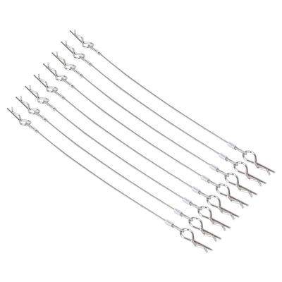 8Pack Metal Clip R Pin Rod with Steel Anti-Lost Rope RC Body Shell Clip Wire for 1/8 1/10 RC Car Compatible with Traxxas HSP Arrma Axial Redcat (Silver)