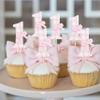 12Pcs Bow 1st Birthday Cupcake Toppers - Sweet One Birthday Decorations,First Wedding Anniversary Bowknot Cupcake Toppers,Pink Bow Cake Smash Photo Props,Coquette Party Table Centerpieces view 3