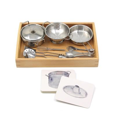 EUKVYQPX Montessori Language Teaching AIDS, Wooden Kitchen Utensils Set, Wooden Cleaning Tools Set,Cooking Utensils
