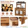 HONEY JOY Mud Kitchen, Cedar Wood Outdoor Play Kitchen for Toddlers, Acrylic Board, Removable Sink, 4 Planting Cups, Kitchen Accessories, Garden Time Mud Kitchen for Kids Outdoor Backyard view 3