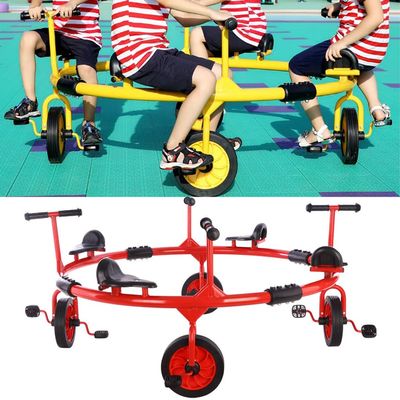 Red,JIYIAN Rotating Bike for Riders Ages 3+ Preschool Pedal Tricycle Car Four Seats 360 Spin |for Backyard,Kindergarten Playground Daycare and Classroom Outdoor Play Equipment