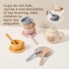 Tea Party Set for Little Girls 1-3 Kids Tea Set with Silicone Teapot Cups Coasters Carrying Scoop Wooden Tray, Kitchen Accessories Pretend Play for Girls Boys Age 3 4 5 (15 Pcs) view 3