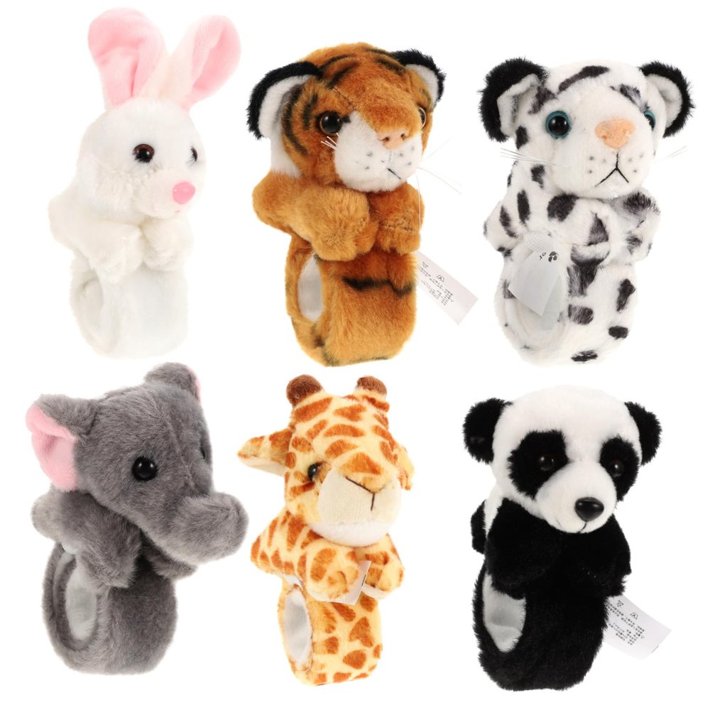 BESPORTBLE 6Pcs Animal Slap Bracelets for Theme Birthday Party Favors Includes Tiger Leopard Giraffe Elephant and Snap Bands for Boys