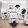 12V Electric Motorcycle for Kids Ages 3-8, 2 Seats Ride-On Motorbike with 3 Wheels, Bluetooth, USB, LED Light & Storage Box | Safe & Durable Kids Toy Vehicle, White view 3
