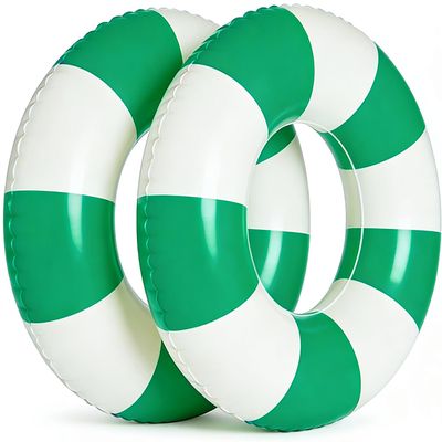 2PCS Floats for Adults Rrings Striped Pool Float Large Swim Ring for Adults,34 Inch Classic Striped Teens Adult Inner Tubes Summer Beach Bachelorette Party (Q-Green Stripe,2)