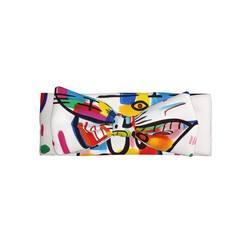 WZYCWB Graffiti Cat Pattern baby bow headband - Elastic and comfortable, suitable for photo shoots, parties, and daily wear