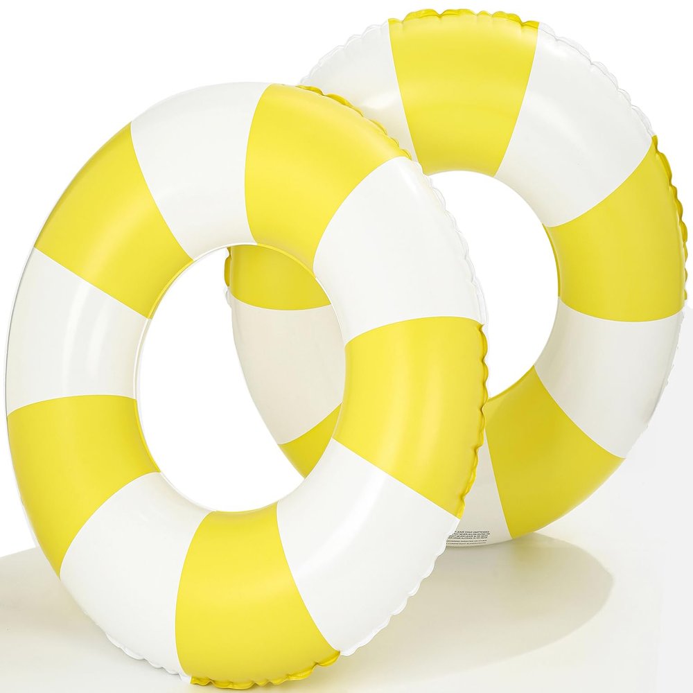 2PCS Floats for Adults Rrings Striped Pool Float Large Swim Ring for Adults,34 Inch Classic Striped Teens Adult Inner Tubes Summer Beach Bachelorette Party (Style,2)