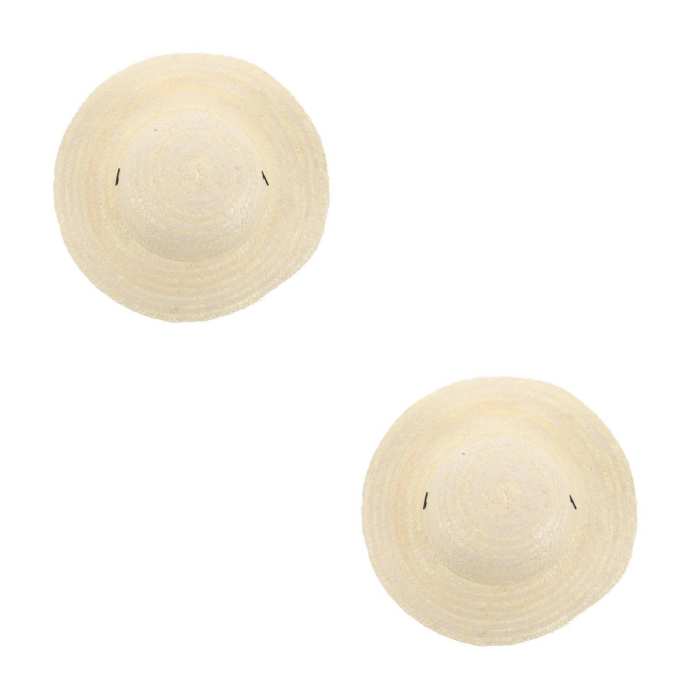 Baluue 2pcs Boy Girl Wheat Straw Sun Hat Blank Graffiti Craft Supplies for Boy Girl for Outdoor Activities Lightweight Comfortable for Beach Trips and Picnics