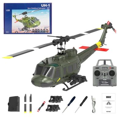 Actualia 1/48 RC Helicopter for Adults, RC ERA C032 UH-1 Huey 2.4G 6CH Gyro Stabilized Remote Control Aircraft with Altitude Hold & Optical Flow, One-Key Takeoff/Landing