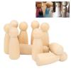 10 Pack Unfinished Wooden Peg Dolls, Smooth and Safe Hand Made Ornaments, Develop Handson Skills, Use Imagination, Schima Superba Material (65MM Girl) view 3