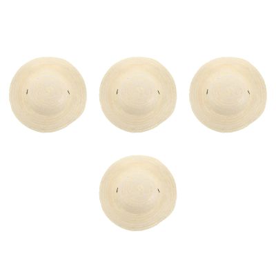 Baluue 4pcs Small Wheat Straw Hat for Boy Girl Crafting Sun Hat for Outdoor Beach Activities Blank Canvas for Painting and Graffiti for Boy Girl Fun