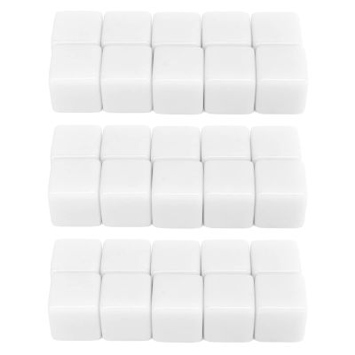 30 Pcs 16mm Dice Set Plastic Rounded Six Sided Dice Write On Cubes Game for Math Teaching Education, for Board Games Party Fun DIY Sticker Math Teaching (White)