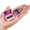 1/12 Dollhouse Furniture Decor Laptop Accessories, 1/6 Scale Minature Tablet Smart Phone Mini Stuff Doll House Furniture Play Set Accessories 3 Pcs (Pink) view 1