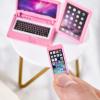 1/12 Dollhouse Furniture Decor Laptop Accessories, 1/6 Scale Minature Tablet Smart Phone Mini Stuff Doll House Furniture Play Set Accessories 3 Pcs (Pink) view 3
