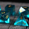 Runic Dice Green Zircon Glass Polyhedral Dice Set  7 Piece Hand Carved RPG Set for Dungeons & Dragons and Tabletop Games view 1