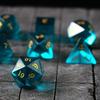 Runic Dice Green Zircon Glass Polyhedral Dice Set  7 Piece Hand Carved RPG Set for Dungeons & Dragons and Tabletop Games view 2