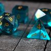 Runic Dice Green Zircon Glass Polyhedral Dice Set  7 Piece Hand Carved RPG Set for Dungeons & Dragons and Tabletop Games view 4