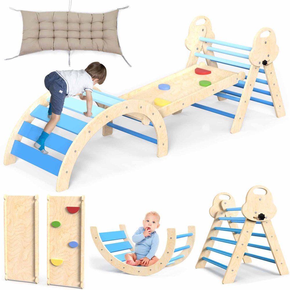 bbgroundgrm Wooden Indoor Climbing Toy for Children, Foldable Play Equipment