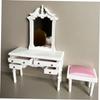 Abaodam 1set Scale Miniature Vanity Table Set with Stool Dollhouse Furniture for Bedroom and Living Room Decoration Lifelike Design and Detailed Craftsmanship view 4