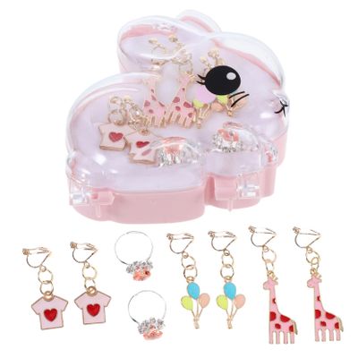 PRETYZOOM Adorable Cartoon Clip Earrings for Girls 4 Piece Set Pink Flat Back Ideal for Holidays and Events