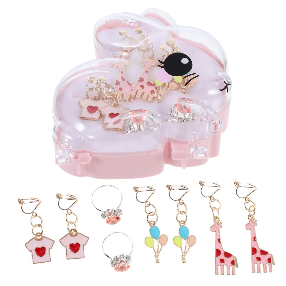 PRETYZOOM Adorable Cartoon Clip Earrings for Girls 4 Piece Set Pink Flat Back Ideal for Holidays and Events