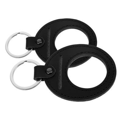 Ipetboom 2pcs Commemorative Coin Set Coin Holder Keychain Coins Holder Keychains for Coin Storage Lucky Holder Coins Chip Keychain Leather Black